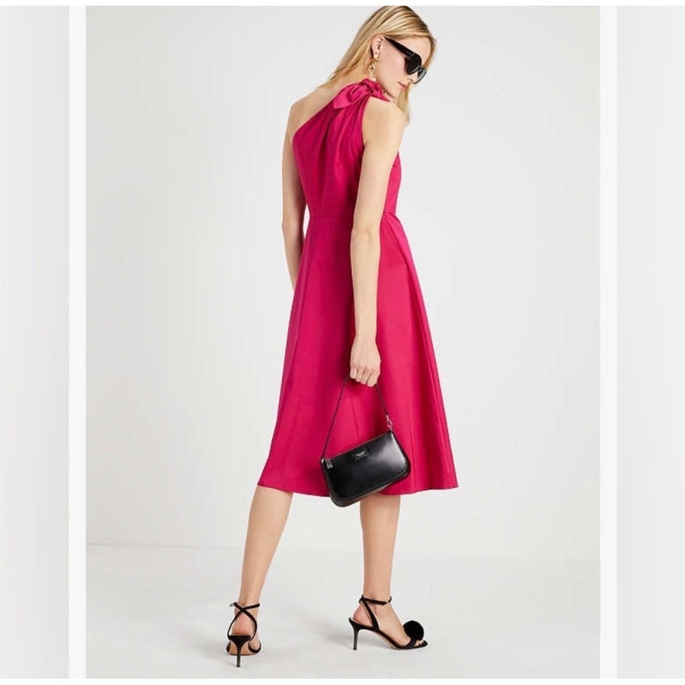 Kate Spade Poplin Old Money Preppy Whimsical One Shoulder Sabrina Pink Dress 6 - Picture 2 of 6